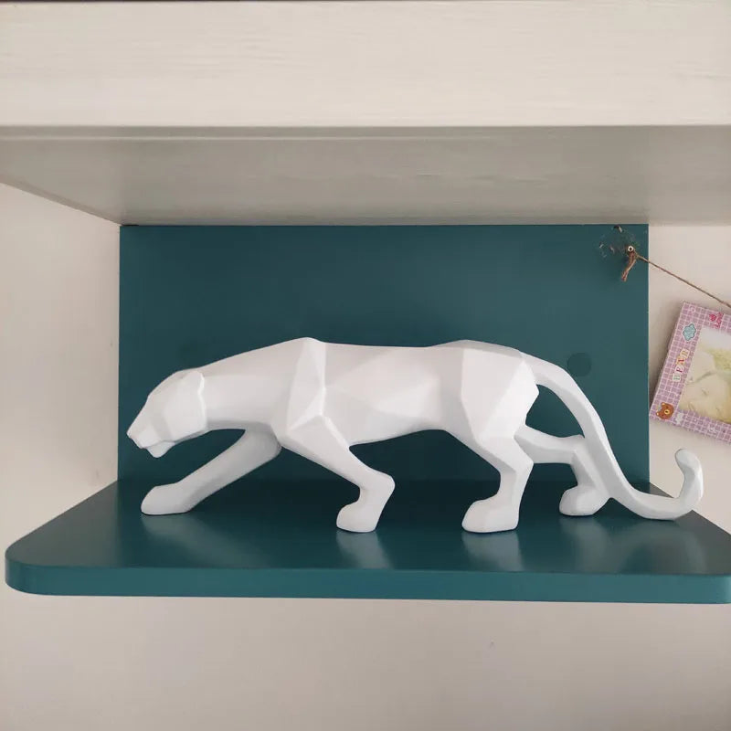 Large Size Panther Statue Animal Figurine Abstract Geometric