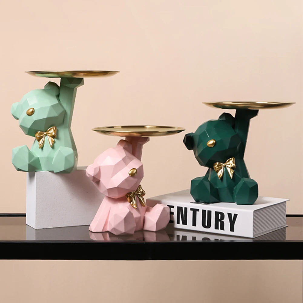 Geometric Bear Key Holder Figurine Entrance Crafts