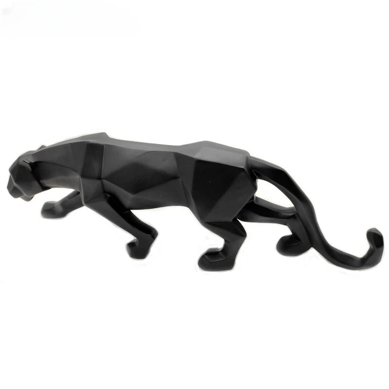 Large Size Panther Statue Animal Figurine Abstract Geometric