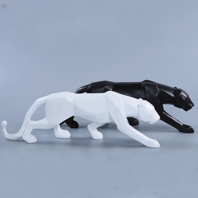 Large Size Panther Statue Animal Figurine Abstract Geometric