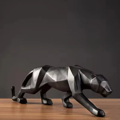 Large Size Panther Statue Animal Figurine Abstract Geometric