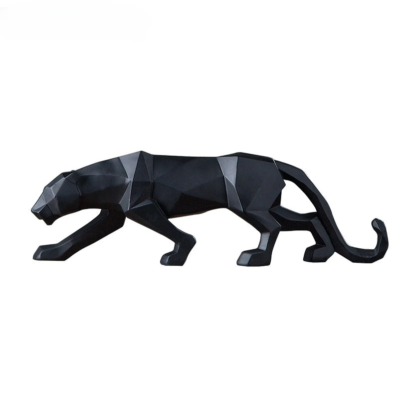 Large Size Panther Statue Animal Figurine Abstract Geometric