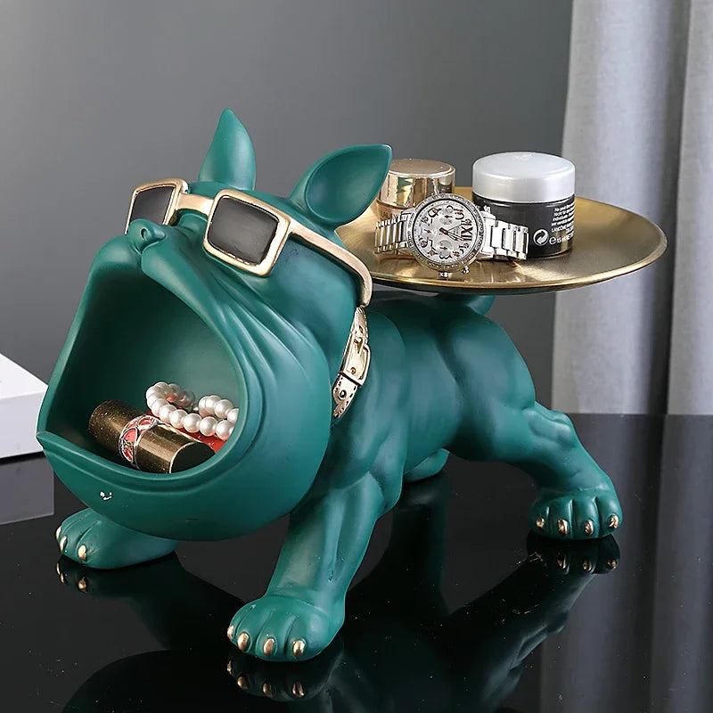 Home Decor Bulldog Figurine Dog Statue Storage Box