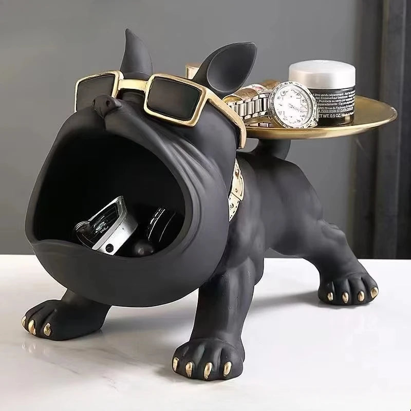 Home Decor Bulldog Figurine Dog Statue Storage Box
