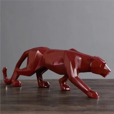 Large Size Panther Statue Animal Figurine Abstract Geometric