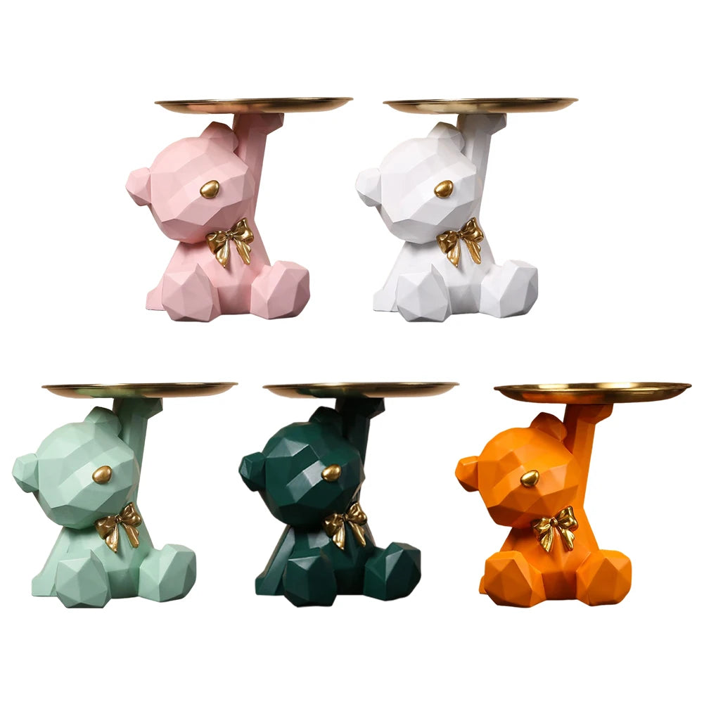 Geometric Bear Key Holder Figurine Entrance Crafts
